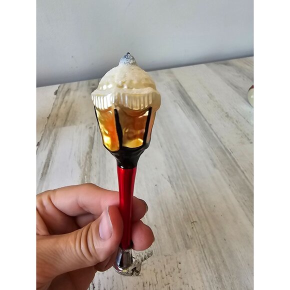 Vintage inge glas lamp post glass lantern clip light ornament Xmas tree - Picture 4 of 9